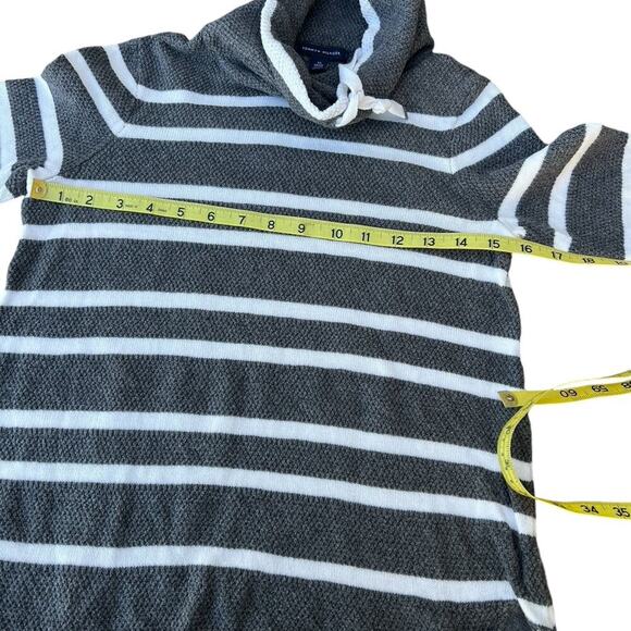 TOMMY HILFIGER women’s XS sweater with drawstring turtle neck, stripe - Picture 7 of 7